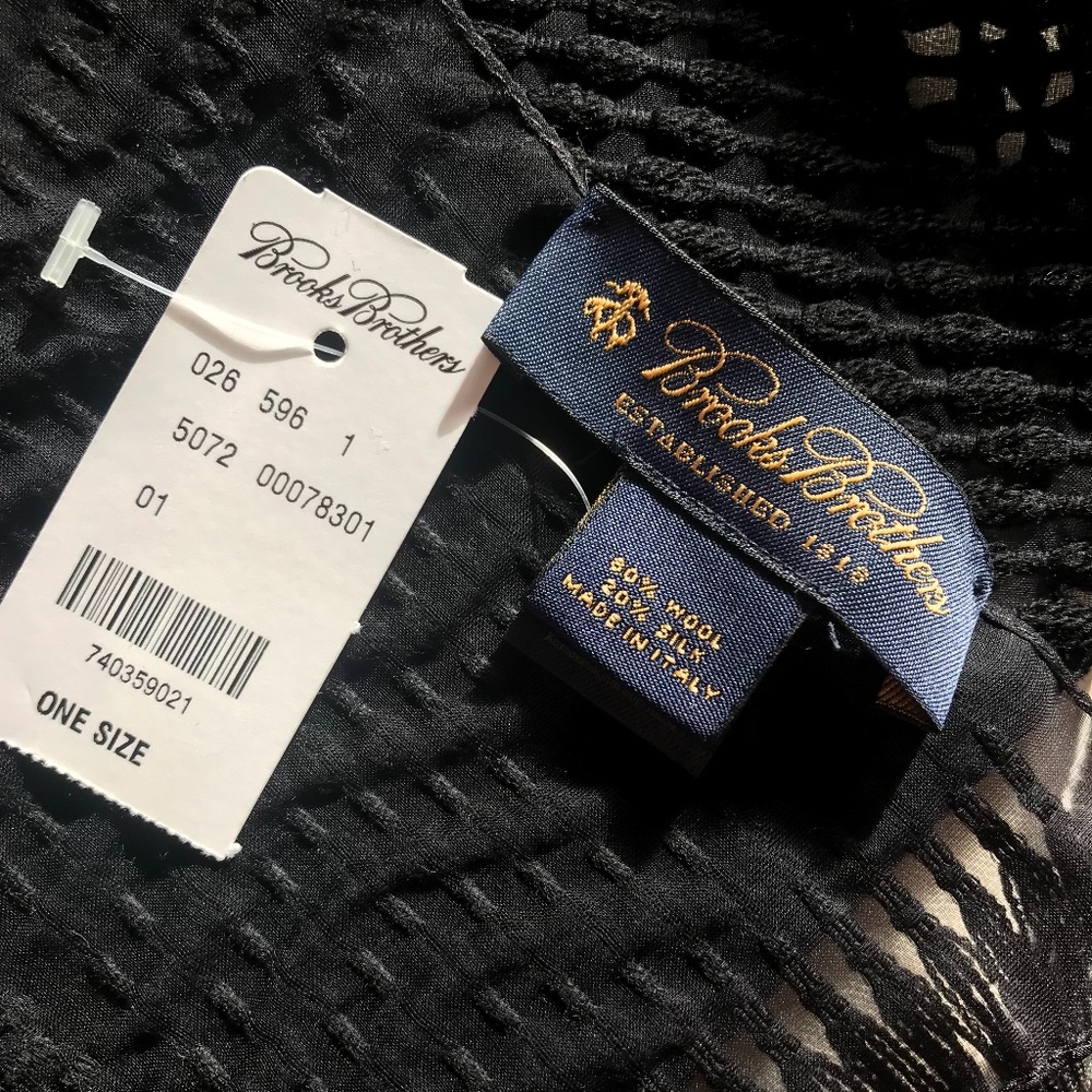 Black Silk/Wool Brooks Brothers scarf. Made in Italy